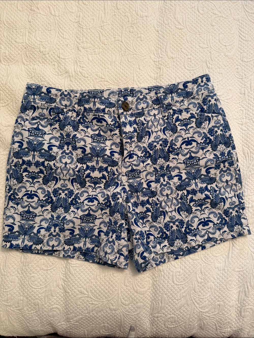Cotton Shorts w Spandex-Blue & White
